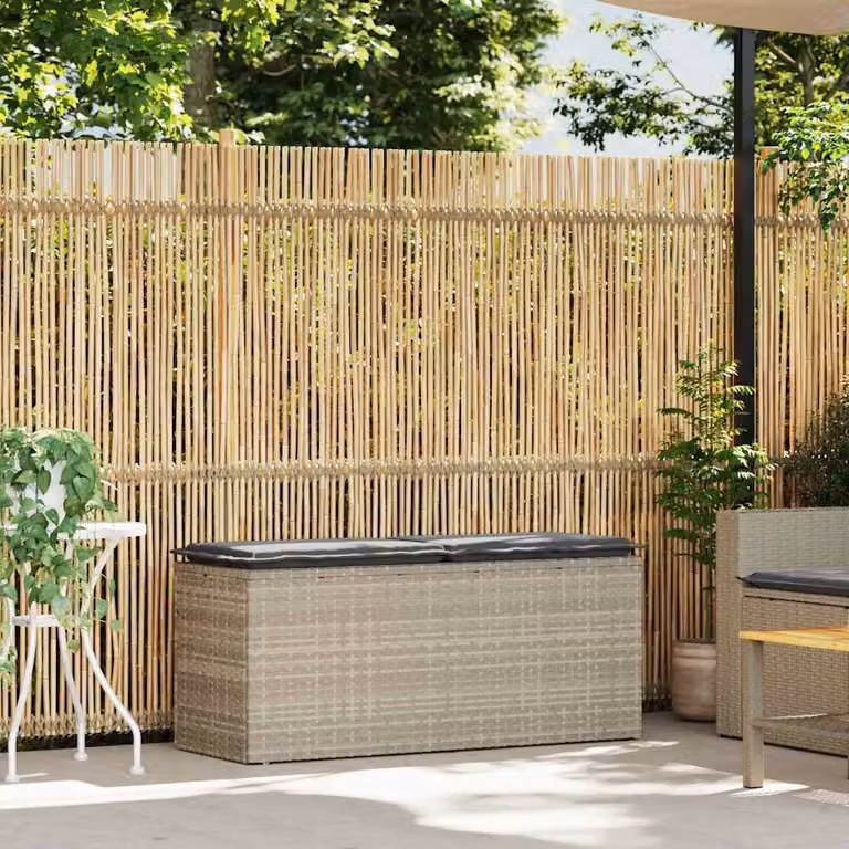 Panca da Giardino con Cuscino 110x40x44 cm in Polyrattan