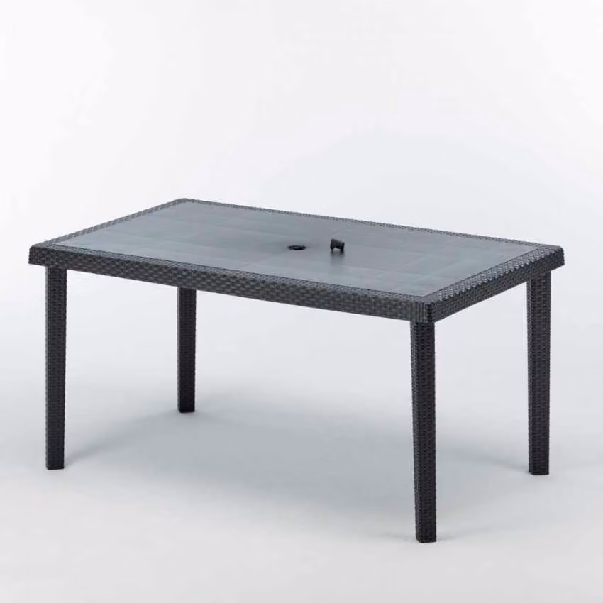150x90 Grand Soleil Boheme 12 Tavoli rettangolari in Poly Rattan - Nero