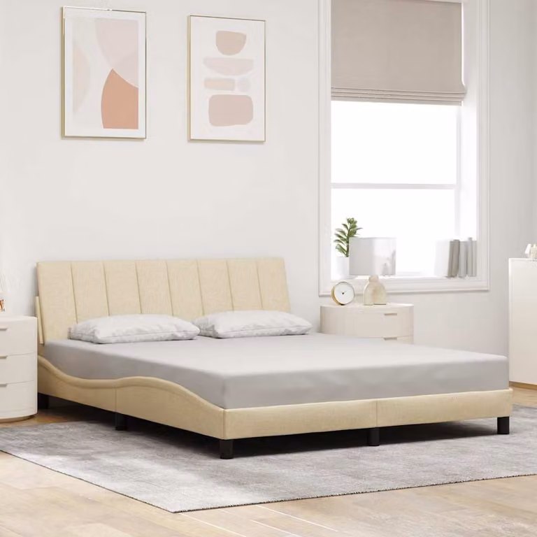 vidaXL Giroletto Hanko senza Materasso in Tessuto Beige L/P/H: 160 x 200 cm