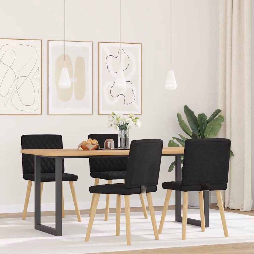 vidaXL Sedie da Pranzo 4 pz Nere in Tessuto