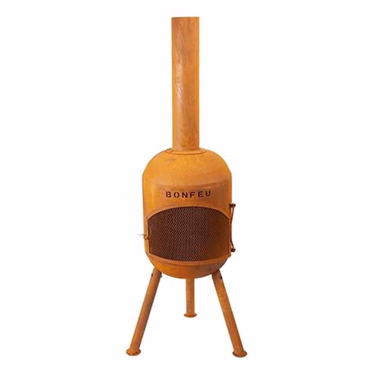 Griglia BonFeu BonSolo - stufa da patio - caminetto con parascintille per serate rilassanti - caminetto da esterno - 34x34x124 cm