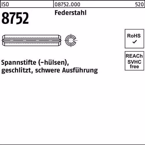 Spine Reyher ISO 8752 in acciaio per molle 2,5 x 18 087520000025018 (1000 pezzi)
