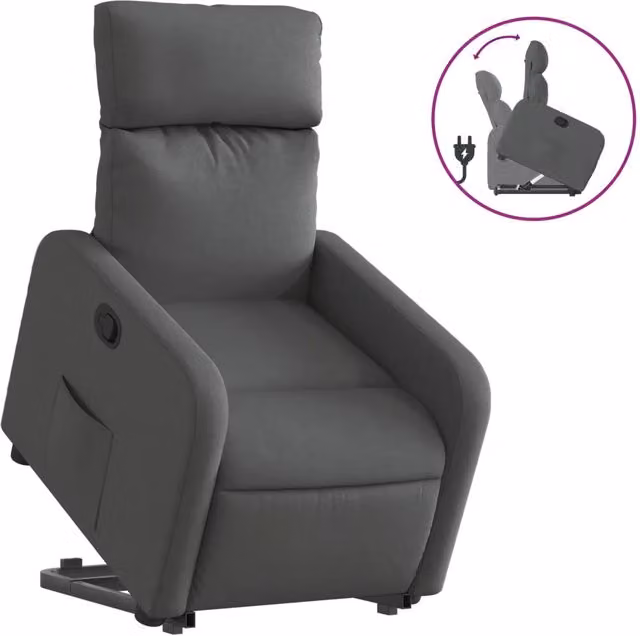 Poltrona | Sedia Relax Alzapersona Reclinabile Grigio Scuro in Tessuto