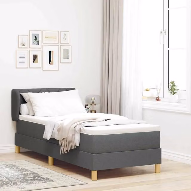Letto a molle con testiera vidaXL in tessuto grigio moderno L/P: 200 x 80 cm