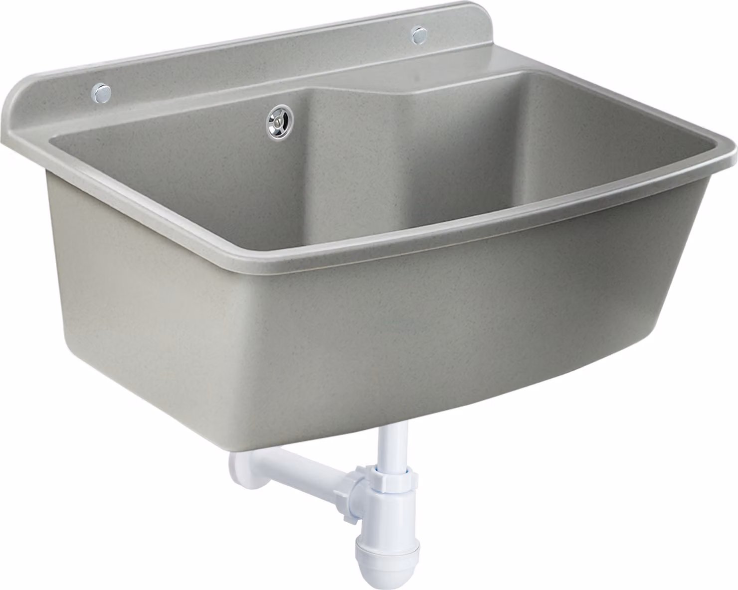 Lavello GOSPO, 61 cm x 44 cm x 23,5 cm, lavabo in plastica, vasca con troppopieno, sifone, lavello con accessori, lavatoio, lavabo da giardino (grigio)