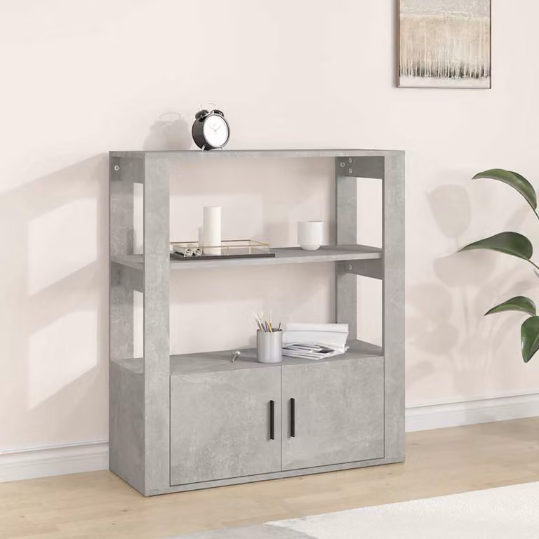 Credenza vidaXL in legno multistrato grigio, sospesa, L 80 x P 30 x H 90 cm