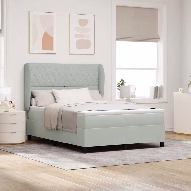 Maison Exclusive - Letto boxspring con testiera grigio chiaro 200 x 140 cm in velluto