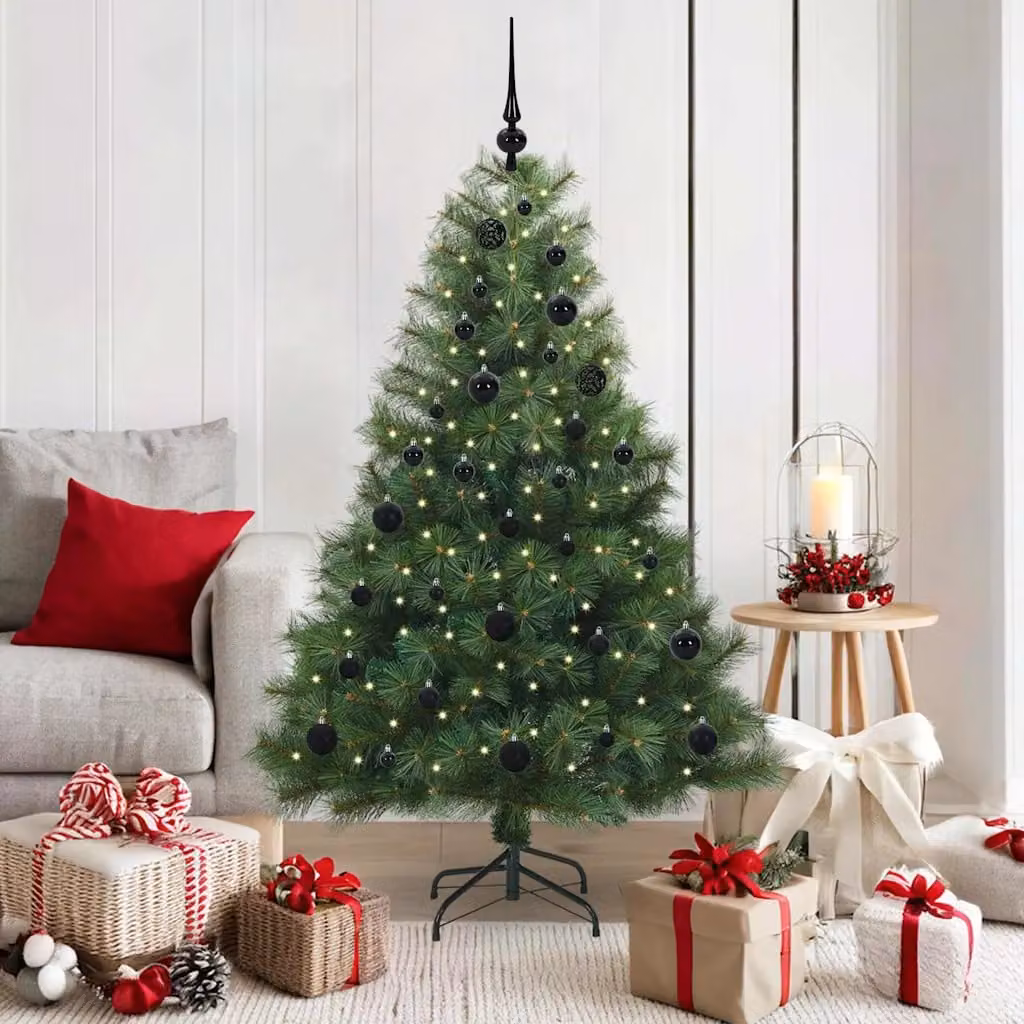 Albero di Natale artificiale verde vidaXL con 150 LED luce bianca calda in PE e PVC, Altezza: 150 cm