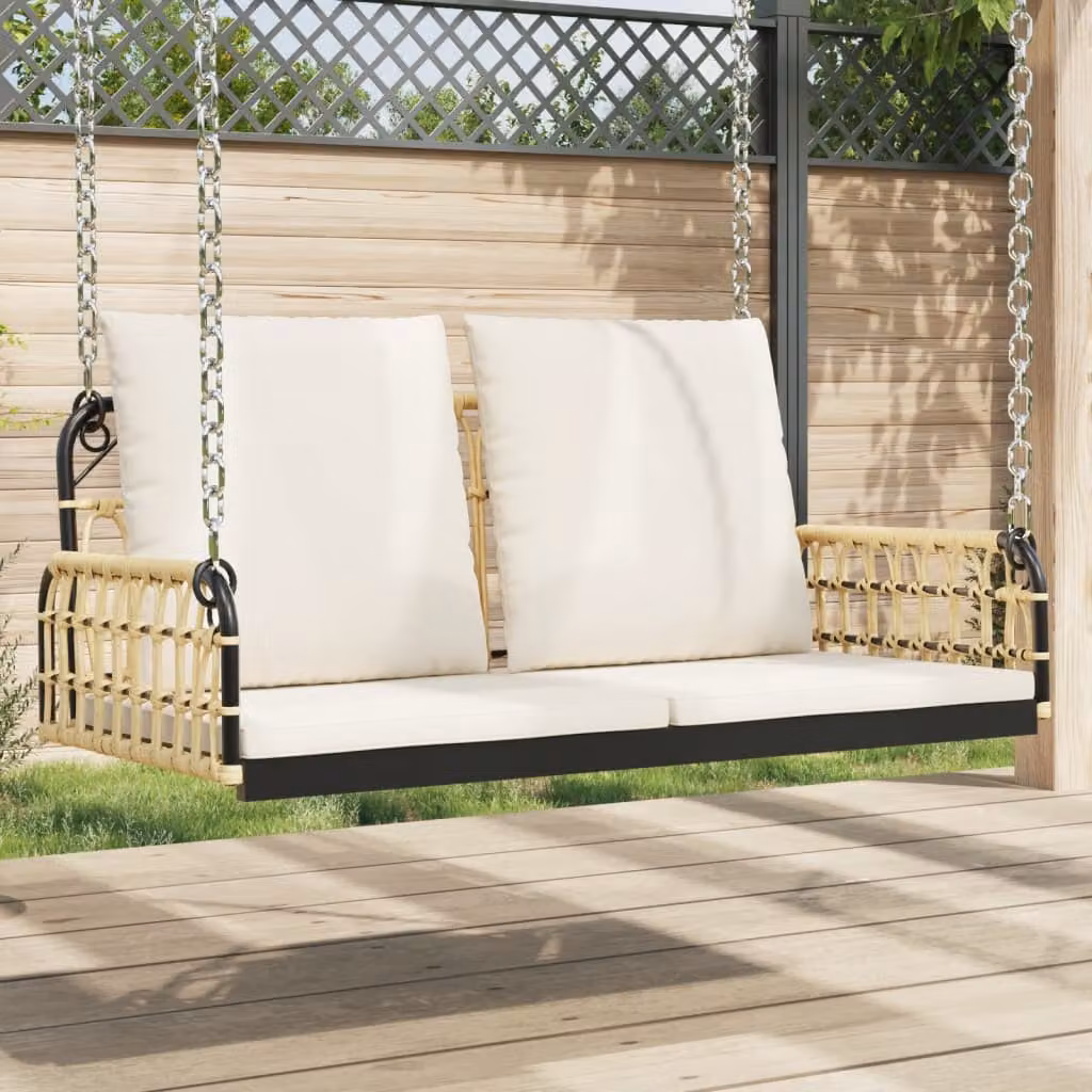 vidaXL Panchina a Dondolo Moderna in Polyrattan con Cuscini L: 105 cm, P: 58 cm, H: 38 cm