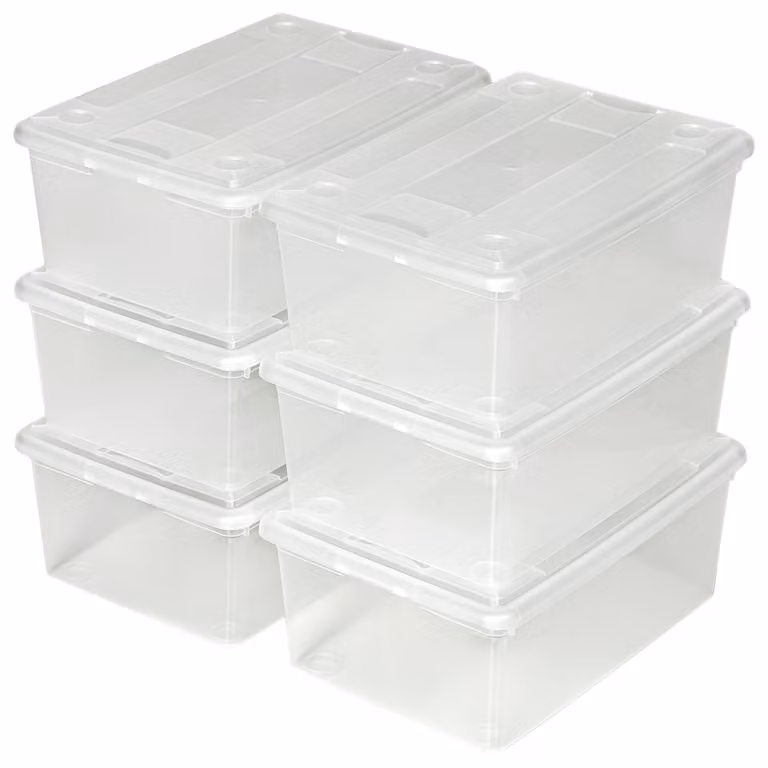 Set di 12 contenitori per scarpe impilabili con coperchio TecTake GmbH, trasparente, L: 33 cm, P: 23 cm, H: 12 cm