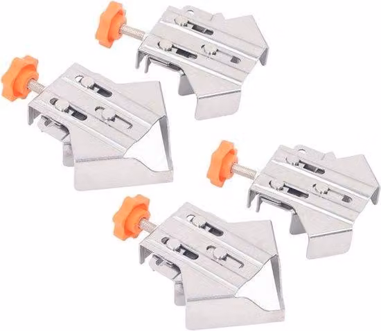 Kit di montaggio - Regolabile - Resistente - In acciaio inossidabile - Per lavorazione del legno e dei metalli - Angolo di 90 gradi - Portata elevata - Utensile per lavori di bricolage - Zincato - Set da 4 pezzi