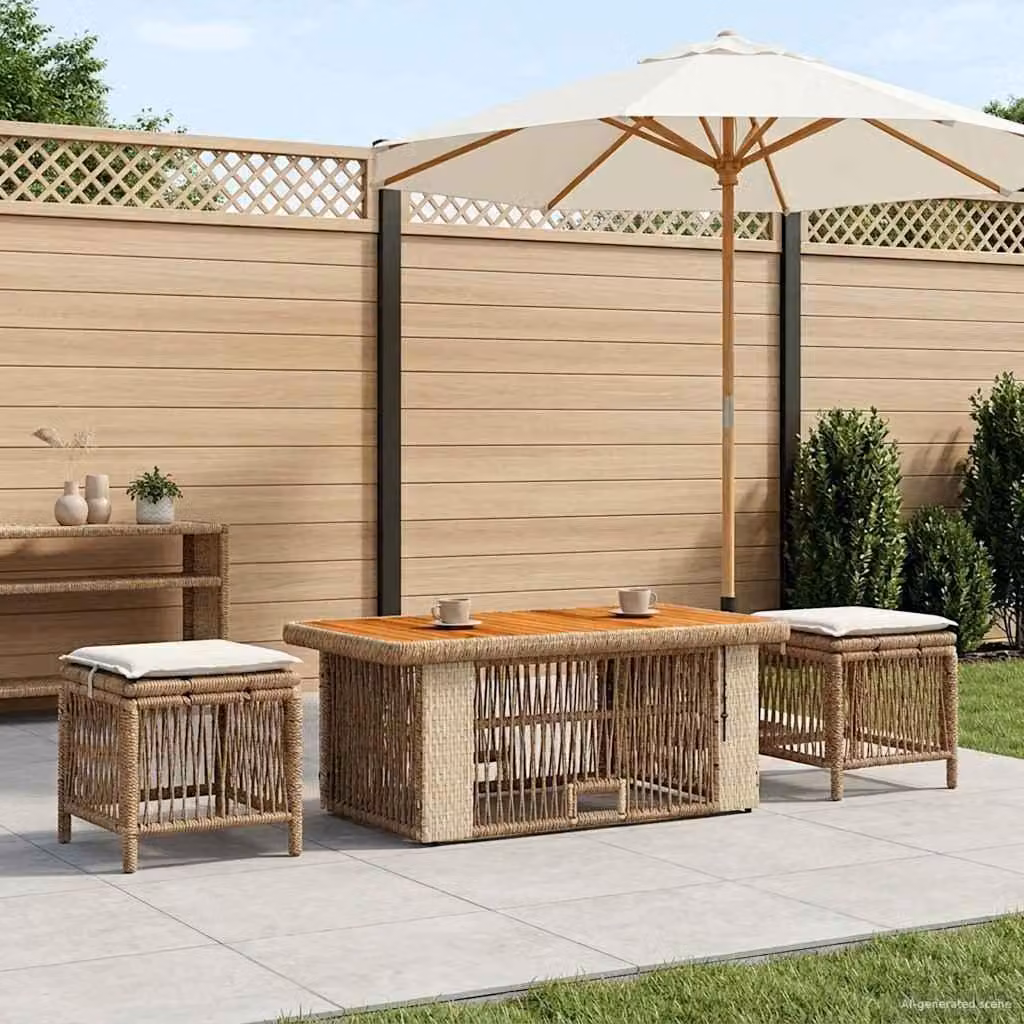 Maison Exclusive - Set da pranzo per esterno, 4 pezzi, in rattan sintetico beige e crema