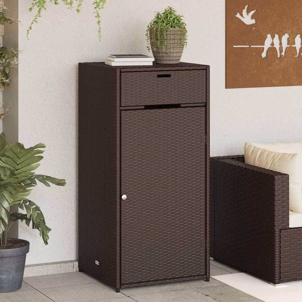 Armadietto portaoggetti da giardino vidaXL in polyrattan marrone L/P/H: 55 x 55 x 111 cm