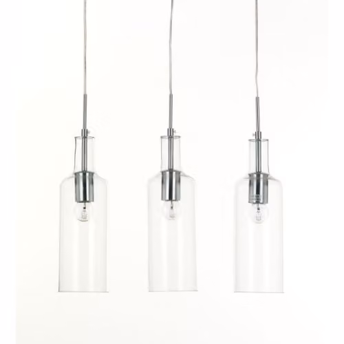 Lampadario 3 luci in vetro trasparente Bottles - Tomasucci