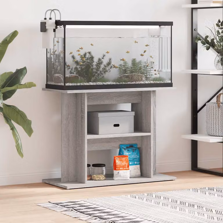 Supporto per acquario vidaXL moderno in legno ingegnerizzato Grigio, L: 80 cm, P: 35 cm, H: 60 cm
