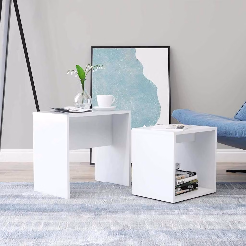 vidaXL Tavolino da Salotto Moderno Bianco in Legno L: 48 cm, P: 30 cm, H: 45 cm
