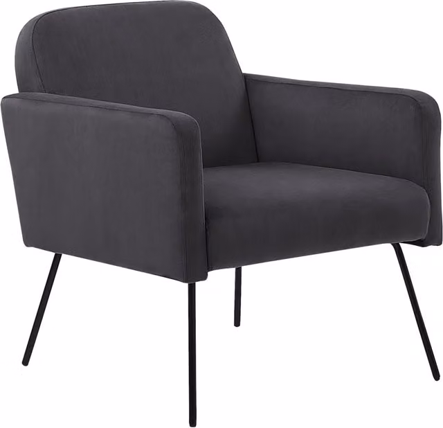 Poltrona in Velluto Grigio con Gambe in Metallo Nero BELIANI per Soggiorno in Stile Industrial