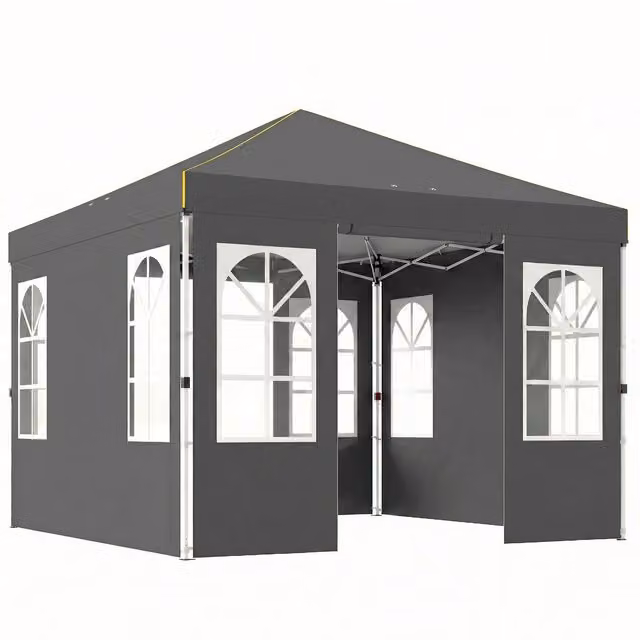 Tenda Pieghevole Pop-up Outsunny con 4 Pannelli Rimovibili e Protezione UPF50+ Grigio Scuro 3x3 m