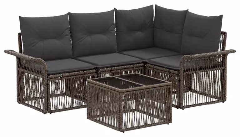 Set Divano da Giardino 5 pcs Grigio polyrattan