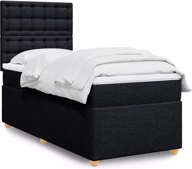 Letto con Giroletto a Molle e Materasso vidaXL, Colore Nero e Bianco, L 80 cm x P 200 cm