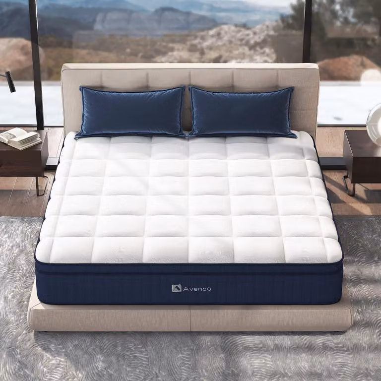 Avenco, materasso 160x200, materasso a molle insacchettate, con lattice naturale e fibra di alta qualità