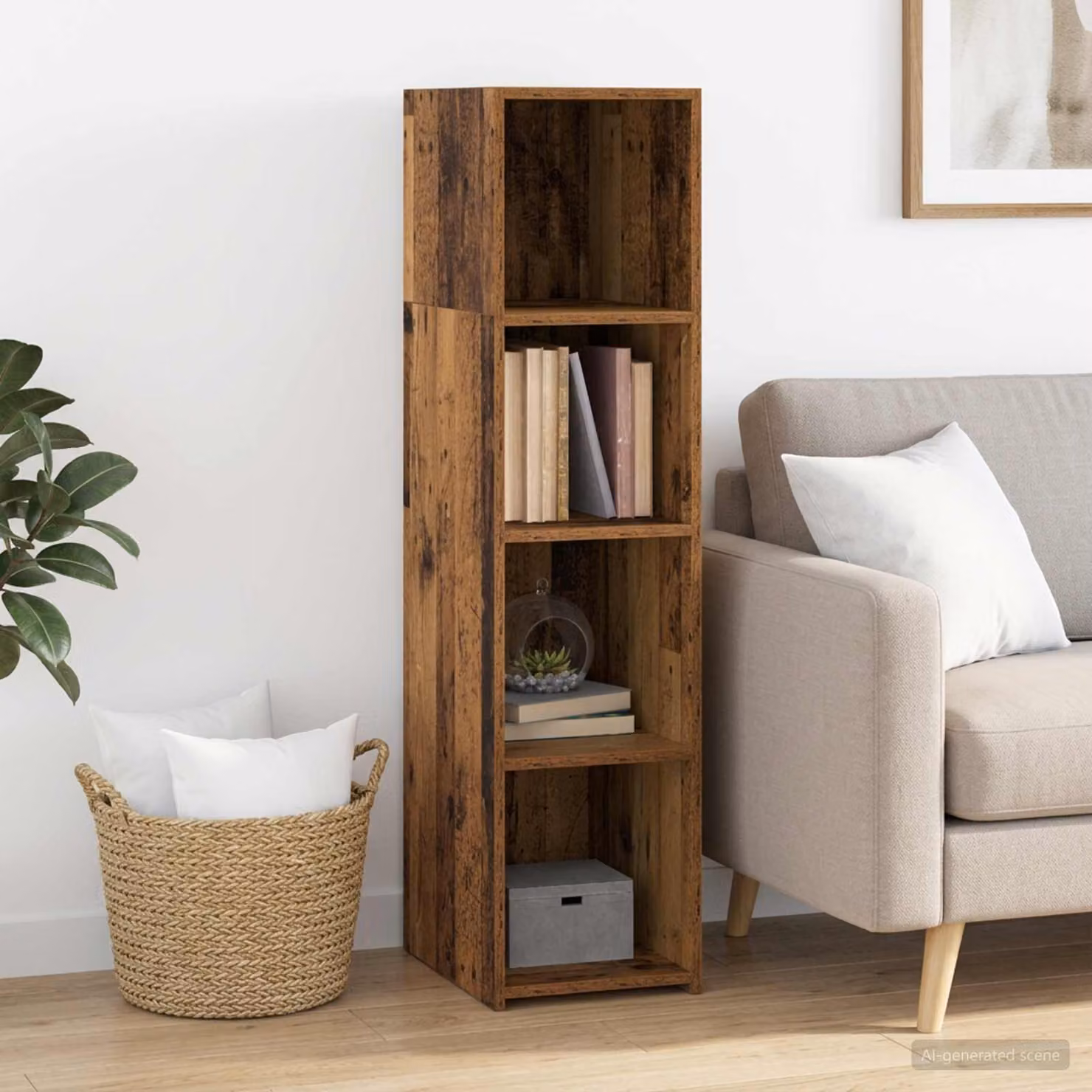 Credenza moderna vidaXL in legno marrone con ripiani interni, L/P/H: 41 x 30 x 124 cm