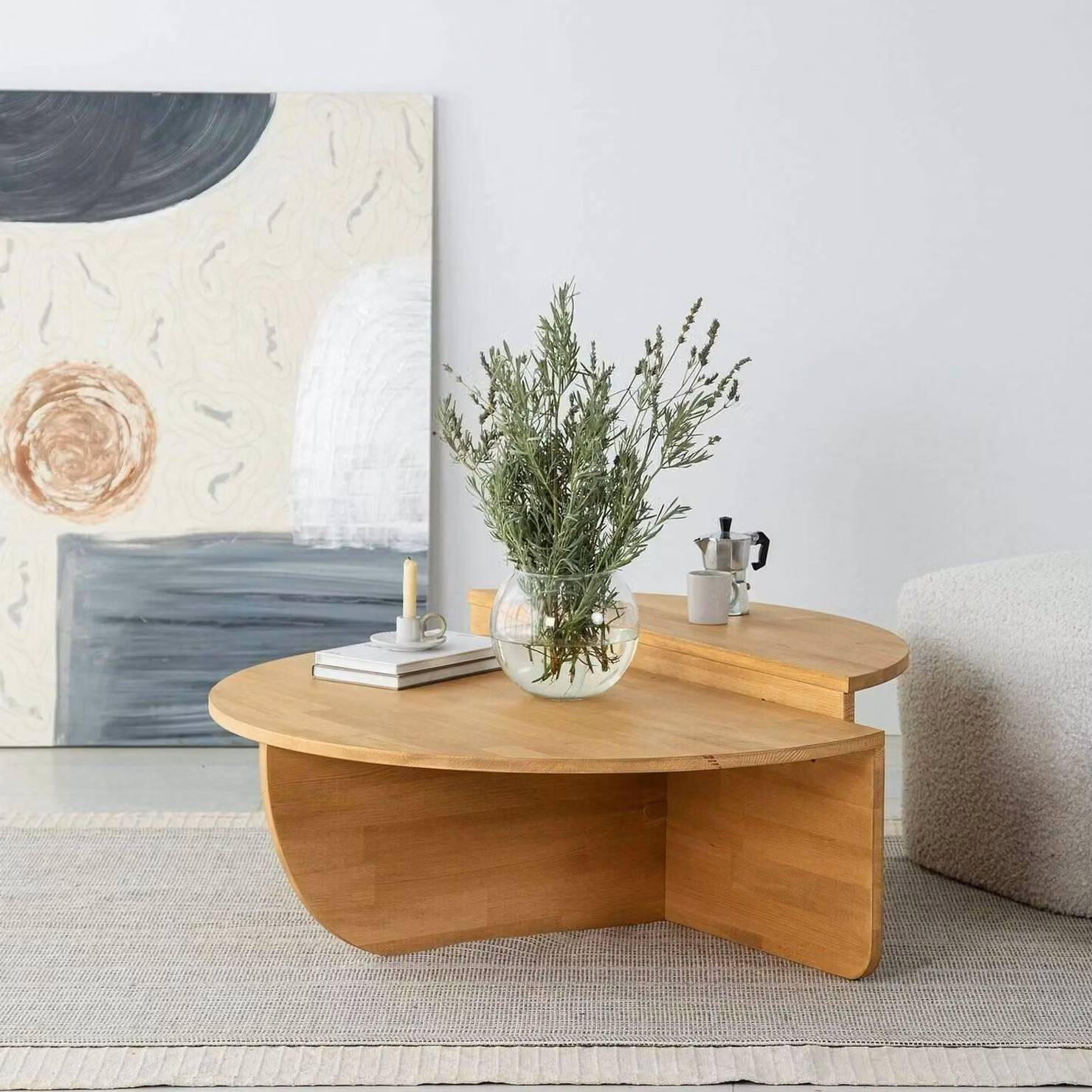 Dmora Tavolino da Salotto Azim 60x90x35h cm Marrone Quercia, Forma Fantasia Materiale Piano in Legno Massello