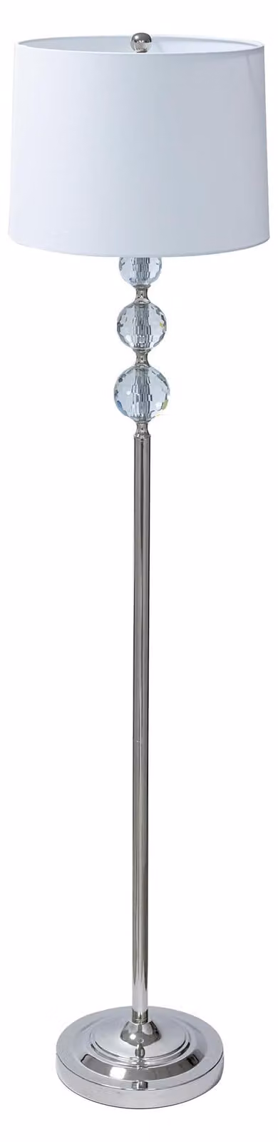 Lampada da terra con paralume in tessuto, base in metallo, attacco E27, altezza 155 cm, colore argento/bianco