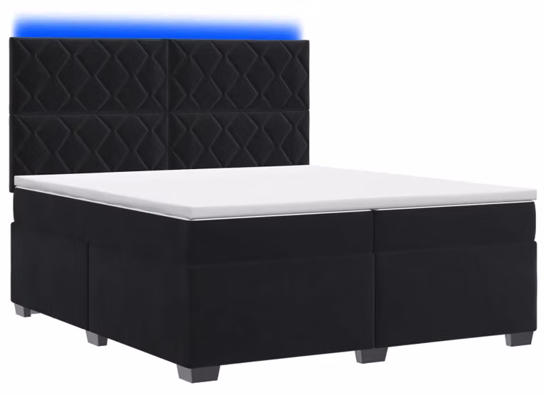 Letto a molle con materasso nero 200 x 200 cm in velluto