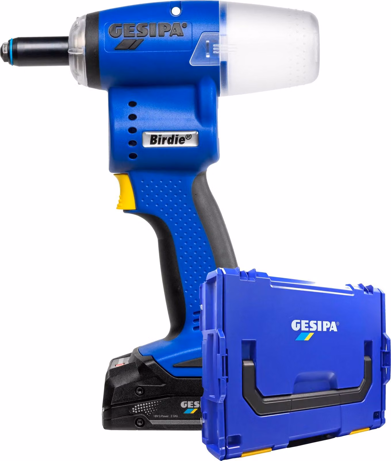 Gesipa Birdie Blindnietgerät inkl. 1x Akku 2,0 Ah, 18V und Ladegerät in L-Boxx