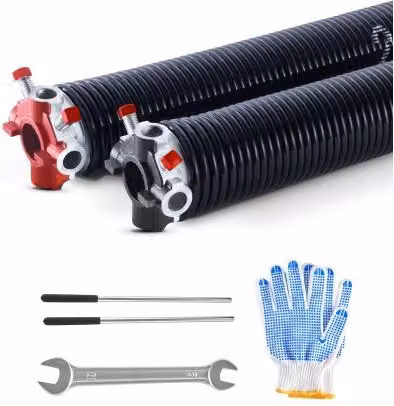 Coppia di Molle di Torsione VEVOR per Porte da Garage in Acciaio Nero con Barre di Avvolgimento, Guanti e Chiave di Montaggio, Dimensioni: Φ5,72 x Φ50,8 x 685 mm