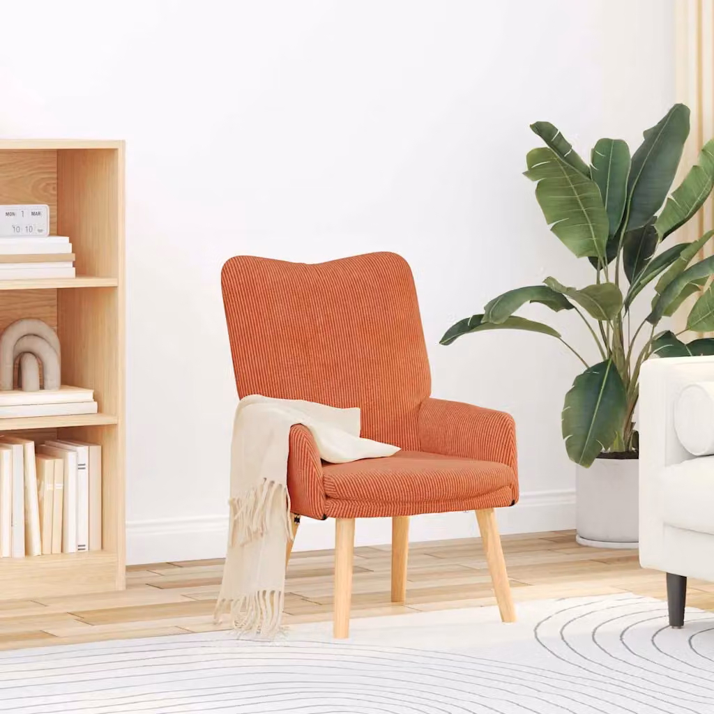 Poltrona moderna vidaXL in tessuto rosso arancio con braccioli e struttura in legno L: 63 cm, P: 67 cm, H: 94 cm