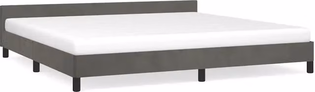 Letto matrimoniale moderno in velluto grigio con doghe in legno L/P/H: 200 x 200 x 50 cm – 1