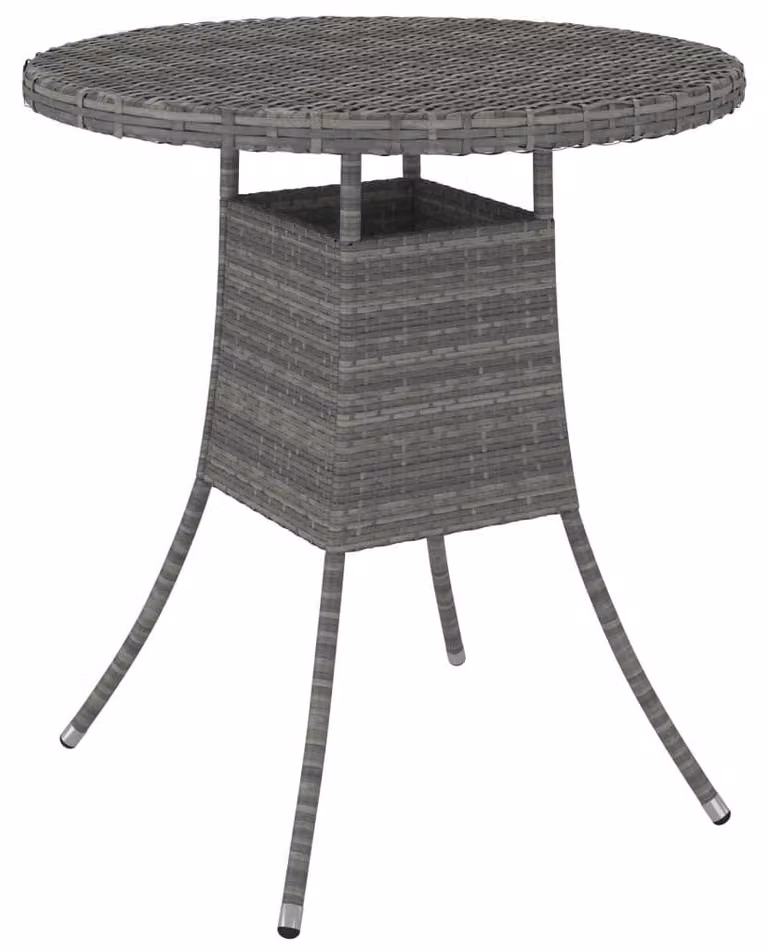 Tavolo da giardino in rattan sintetico grigio con struttura in acciaio