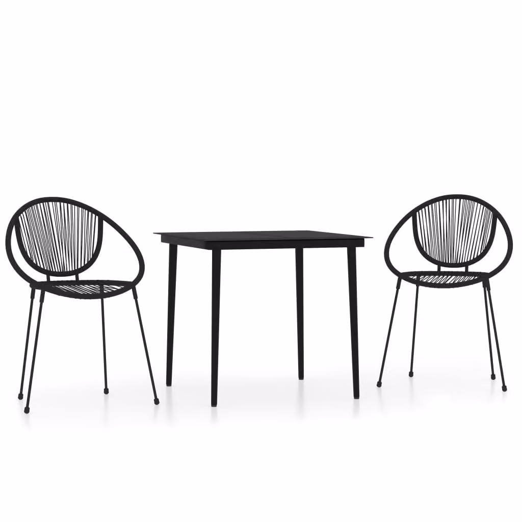 Set Mobili da Pranzo per Giardino 3 pz Nero