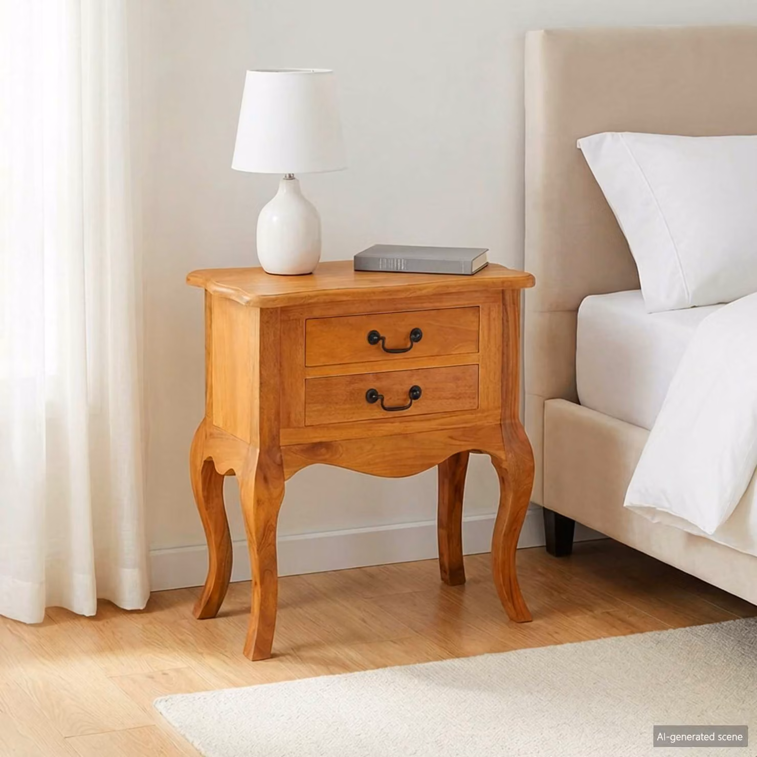 vidaXL Tavolo laterale in legno con cassetto, stile rustico, colore marrone, L/P/H: 60,5 x 30 x 61 cm