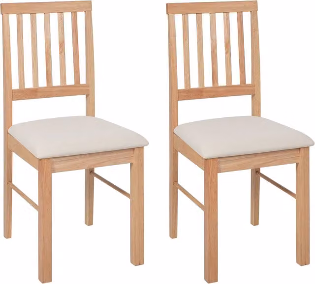 Set di 2 sedie da pranzo imbottite BELIANI in stile classico con struttura in legno di gomma laccato, colore marrone e beige