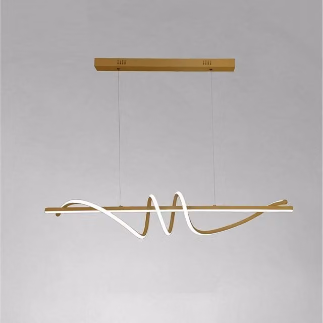 Lampadario a sospensione LED Trade Shop Oro a forma di spirale ondulata con luce bianca fredda 6500K, design moderno organico, potenza 65W