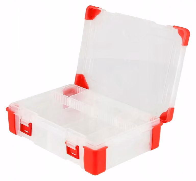 Schmith: Scatola organizer per utensili, valigetta, 23,5x16,5 cm, con angoli in gomma, contenitore in plastica per piccoli oggetti, cassetta per attrezzi, scatola per assortimenti, contenitore con scomparti, scatola di stoccaggio