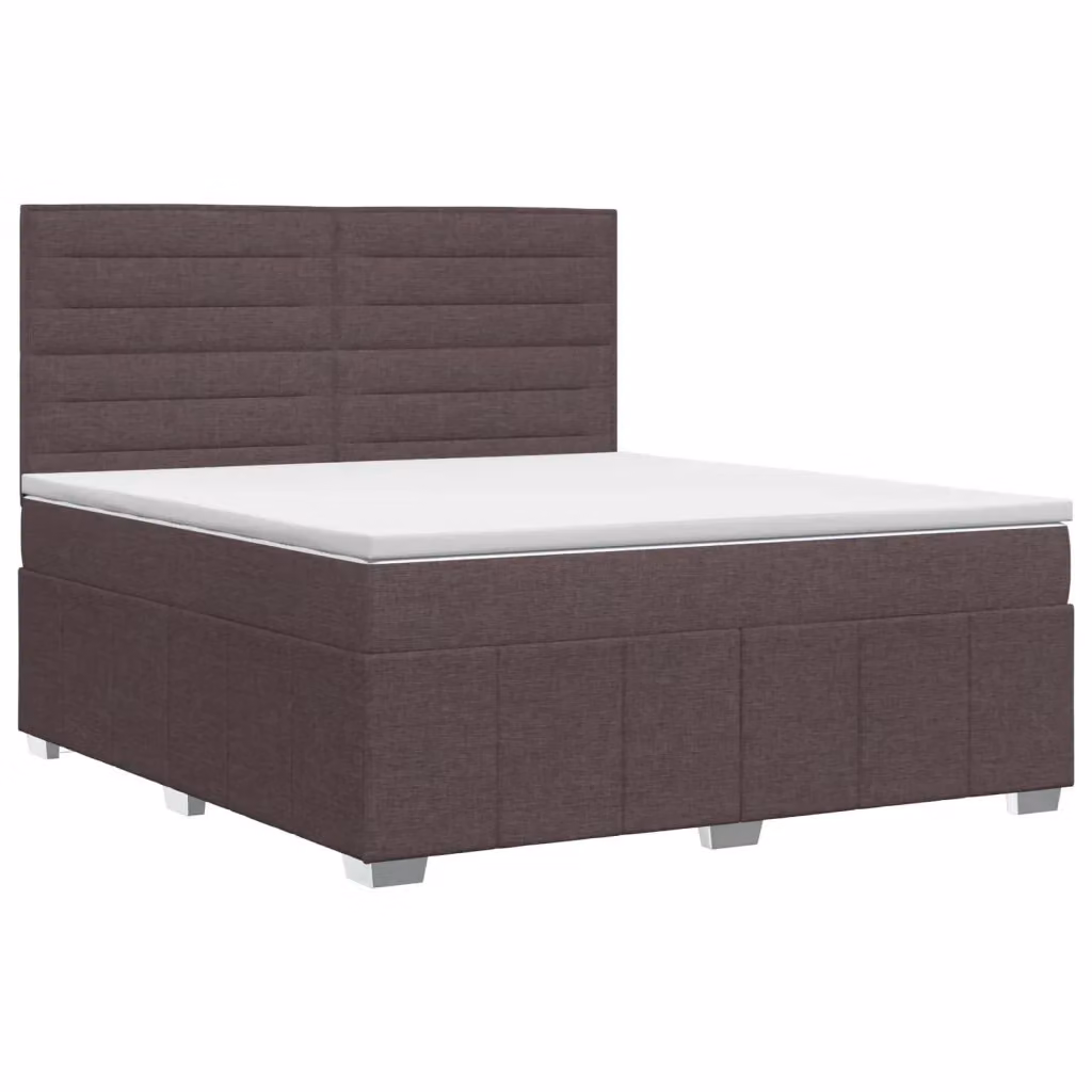 Letto box spring con materasso vidaXL in tessuto marrone e bianco con base a sollevamento L/P: 140 x 200 cm – 2