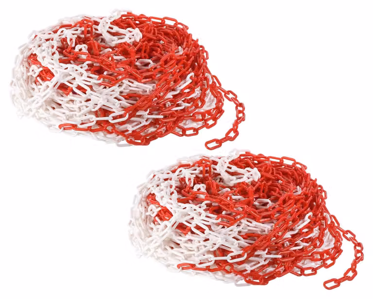 Catena in plastica, lunghezza 400 piedi, diametro 6 mm, colore rosso e bianco, ideale per delimitare aree e per scopi decorativi