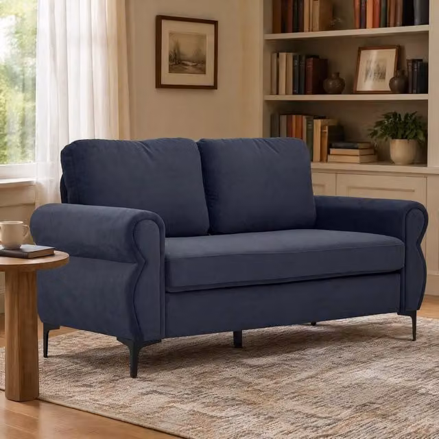 Divano 2 posti 173,5x81x92 cm grigio scuro – fodere sfoderabili, tessuto e metallo-legno