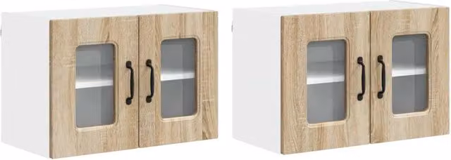 Set di 2 armadietti da cucina rettangolari con ampio spazio di archiviazione moderno 60 x 31 x 40 cm in legno ingegnerizzato rovere sonoma 02_0053648