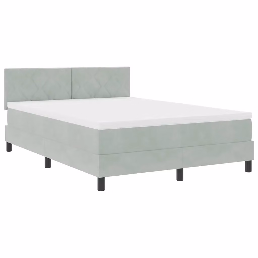 Letto a molla con illuminazione LED vidaXL in velluto grigio, L 140 x P 190 cm – 2