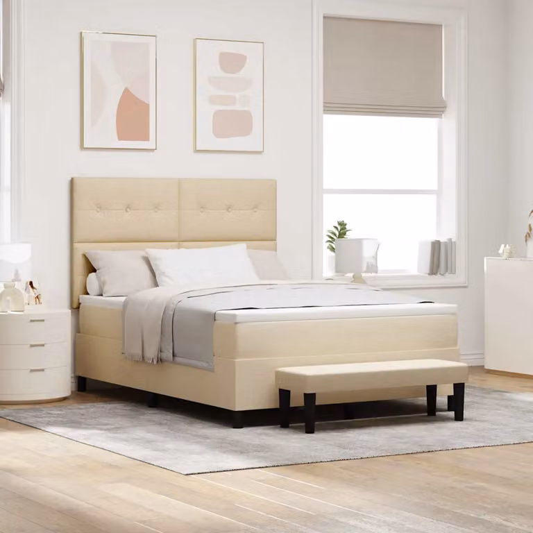 Letto ibrido con materasso e testiera vidaXL in tessuto beige L 160 x P 200 x H 280 cm