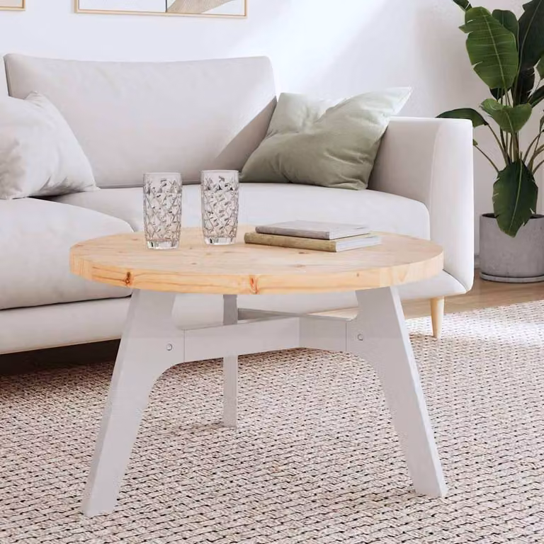 vidaXL Piano Tavolo Rotondo in Legno Massello di Pino, Colore Marrone, Diametro: 70 cm, Spessore: 3 cm