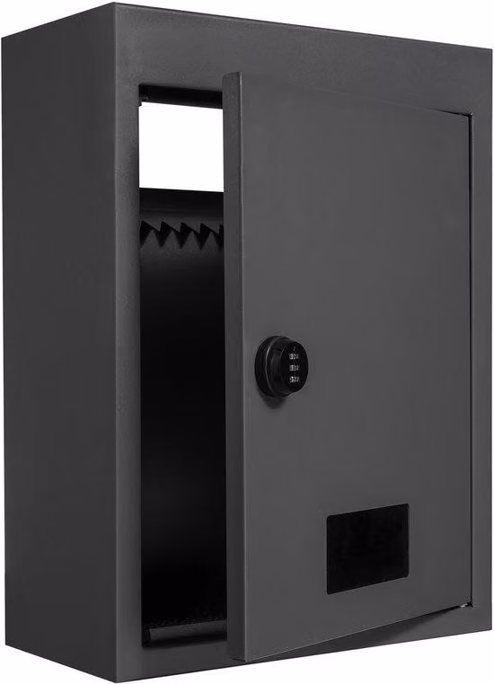 Cassettiera da scrivania, in acciaio massiccio, dimensioni 32x16x43 cm - Con serratura a combinazione da 7 a 20 cm - Per casa e ufficio - Colore nero - Sicura ed elegante
