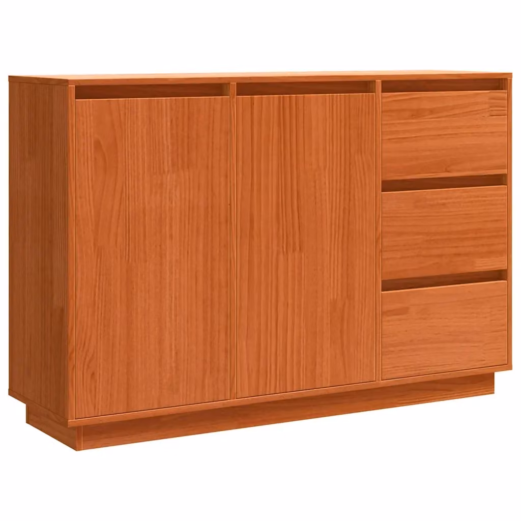Credenza moderna vidaXL in pino massello marrone L: 111 cm, P: 34 cm, H: 75 cm – 2