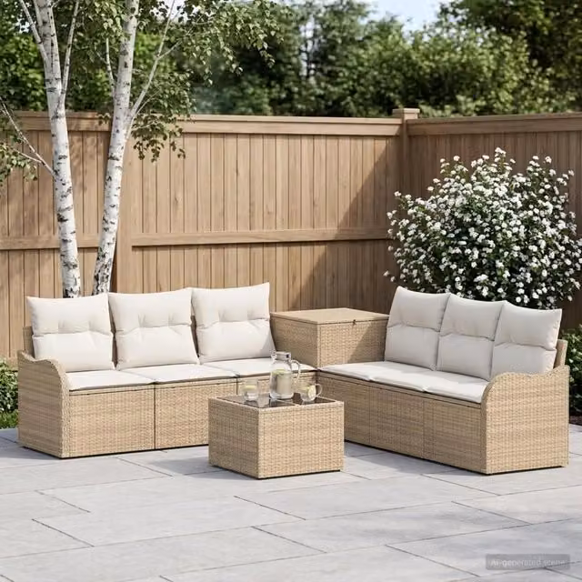 Set di divani 8 pz Beige e Bianco Crema 55 x 55 x 37 cm 3448068