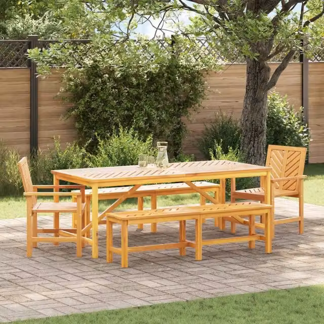 Set da pranzo per giardino e terrazzo vidaXL in legno di acacia marrone con tavolo rettangolare e 4 sedie – 1